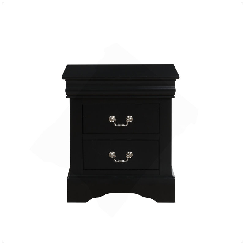 Table de chevet classique à 2 tiroirs, style Louis Philippe, mobilier de chambre durable et facile à assembler
