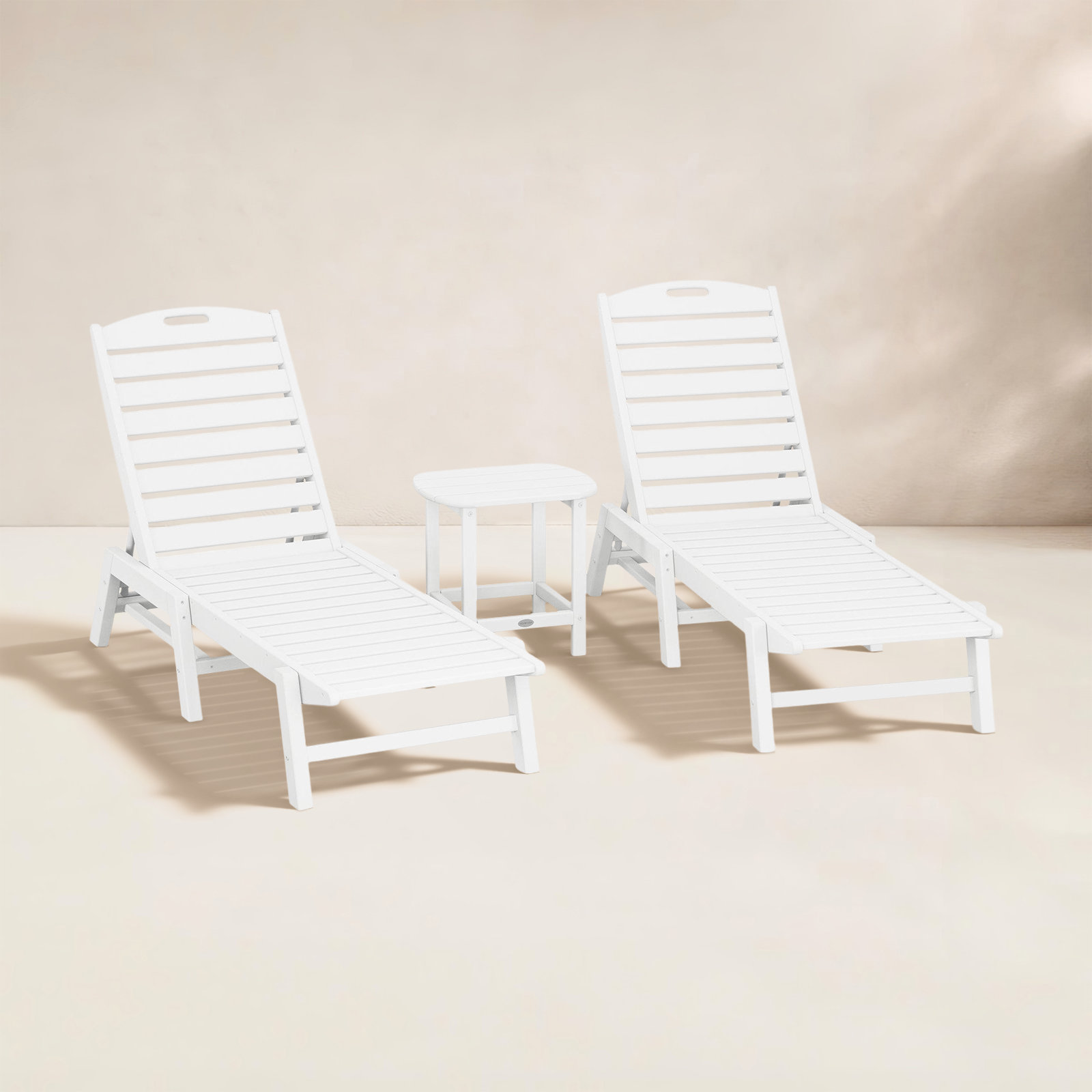 POLYWOOD® Nautical 24" Patio Chaise Lounge Set, White