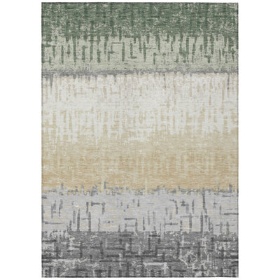 Machine Washable Indoor/Outdoor Chantille ACN2752 Striped Rug