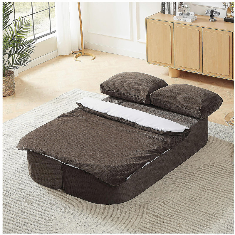 Canapé-lit convertible, canapé-lit à compression moderne en futon pliable pour salon, Marron foncé