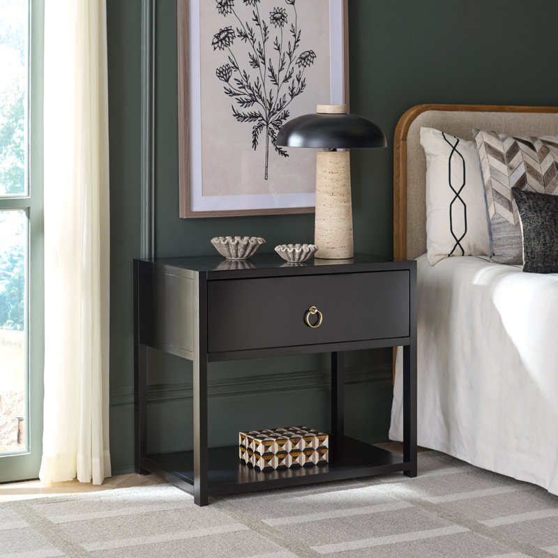 Grande table de chevet 1 tiroir 1 tablette Sadie, Noir