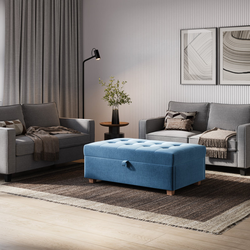Repose-pieds avec rangement Calliemae, Polyester bleu