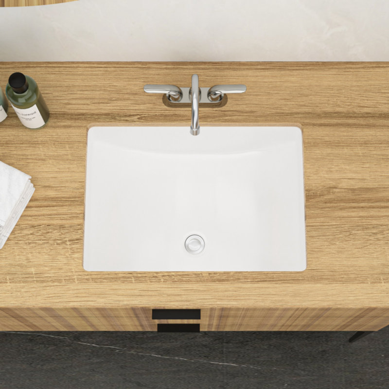 21.5'' x 15'' White Ceramic Rectangular Undermount Bathroom Sink