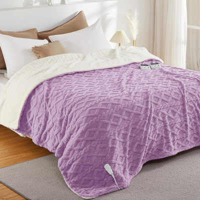 Heated Throw Blanket - Thick Tufted Sherpa Electric Blanket Throw with 10 Heating Levels and 10 Time Settings, ETL Certified Machine Washable Fast Heating Blanket Throw 50"×60", Off White