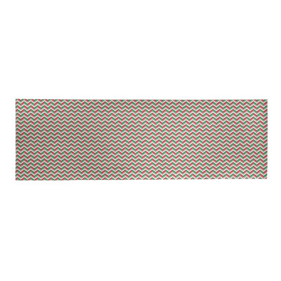 Tapis rouge/vert chevron fait main