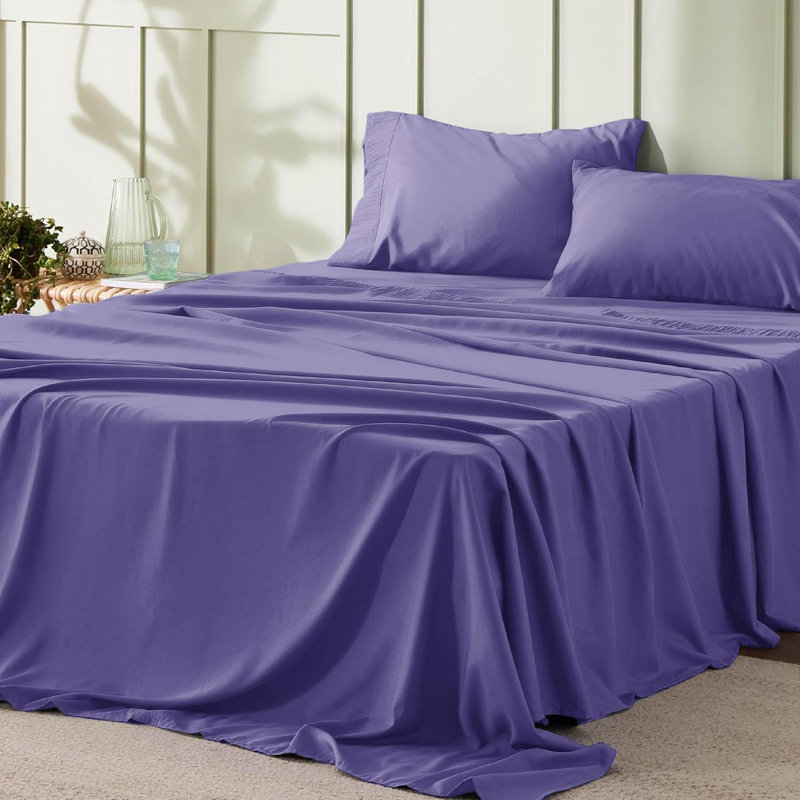 Bedsure Polyester Microfiber Sheet Set Hotel Luxury Sheets, Easy Care Cooling Bed Sheet Set 84GSM(101" x 107")GentleSoft™️