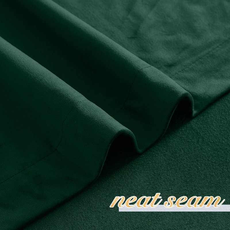 Heavy Velvet Blackout Eyelet Sheer Ready Made Thermal Drapes & Curtains, (168 Width X 137 Height) cm, Green Emerald