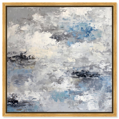 Misty Morning I Canvas Print Blue Wall Art by Art Remedy, Gold Frame, 24 x 24