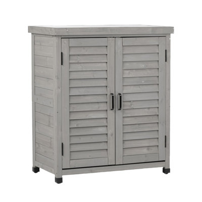 Potting Bench With Storage Cabinet And Metal Table Top For Outdoor Patio