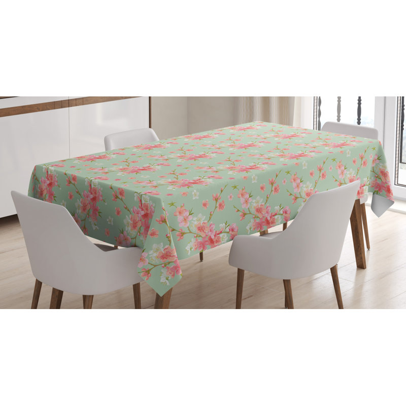 Shabby Flora Dining Room Kitchen Tablecloth, 84" L x 60" W