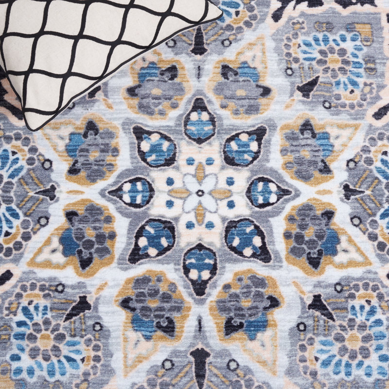 Tapis oriental gris / bleu clair Manado, Rectangle 8 pi 9 po x 12 pi