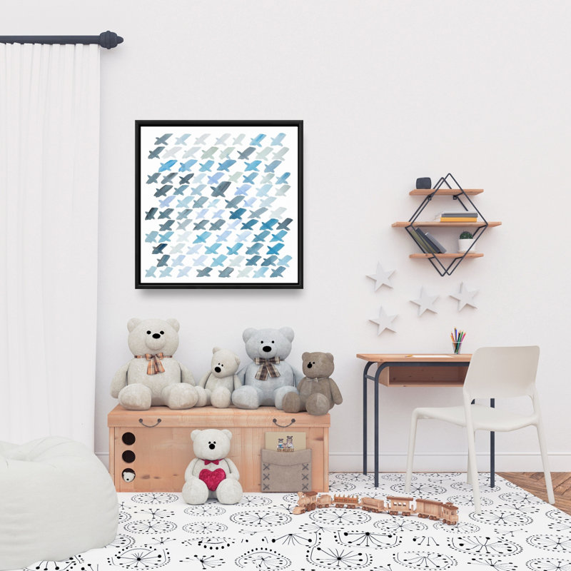 Toile bleue à motif X minimaliste | Décoration de chambre à coucher