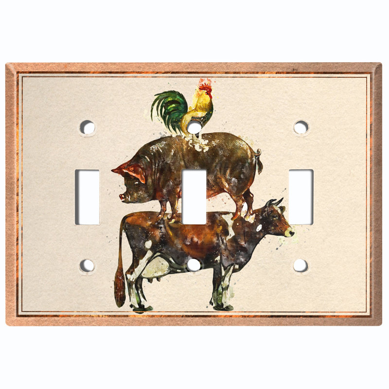 Patterned 3 - Gang Toggle Light Switch Standard Wall Plate