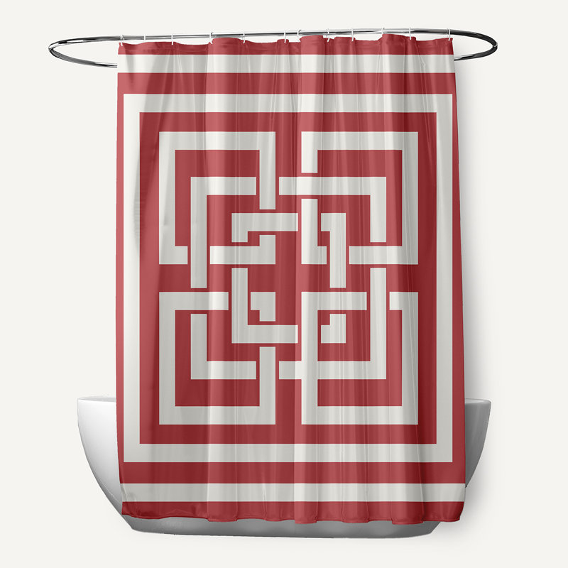 Rideau de douche géométrique simple, Rouge