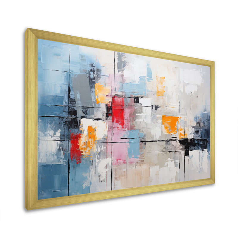 Textile Symphony I - Impression, H 34 po x l 44 po x P 1,5 po, Encadrement doré