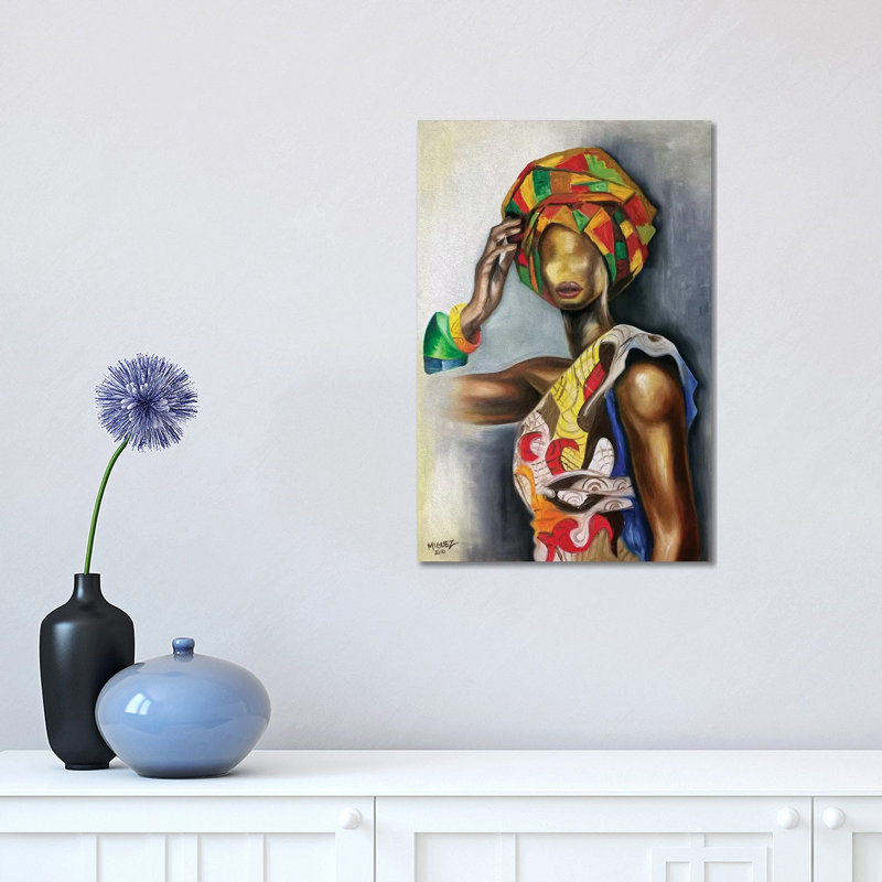 African Cuban Female by Dixie Miguez - Painting on Canvas, 45.72cm H x 30.48cm W x 1.91cm D, Wrapped Canvas