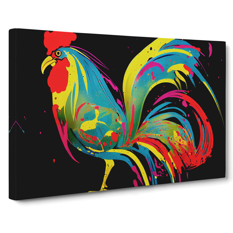 Painted Rooster Abstract - Wrapped Canvas, 35cm H x 50cm W x 3cm D