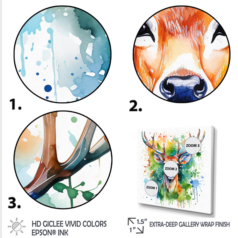 Art mural majestueux, cerf majestueux, Cadre flottant blanc, 30" H x 30" W