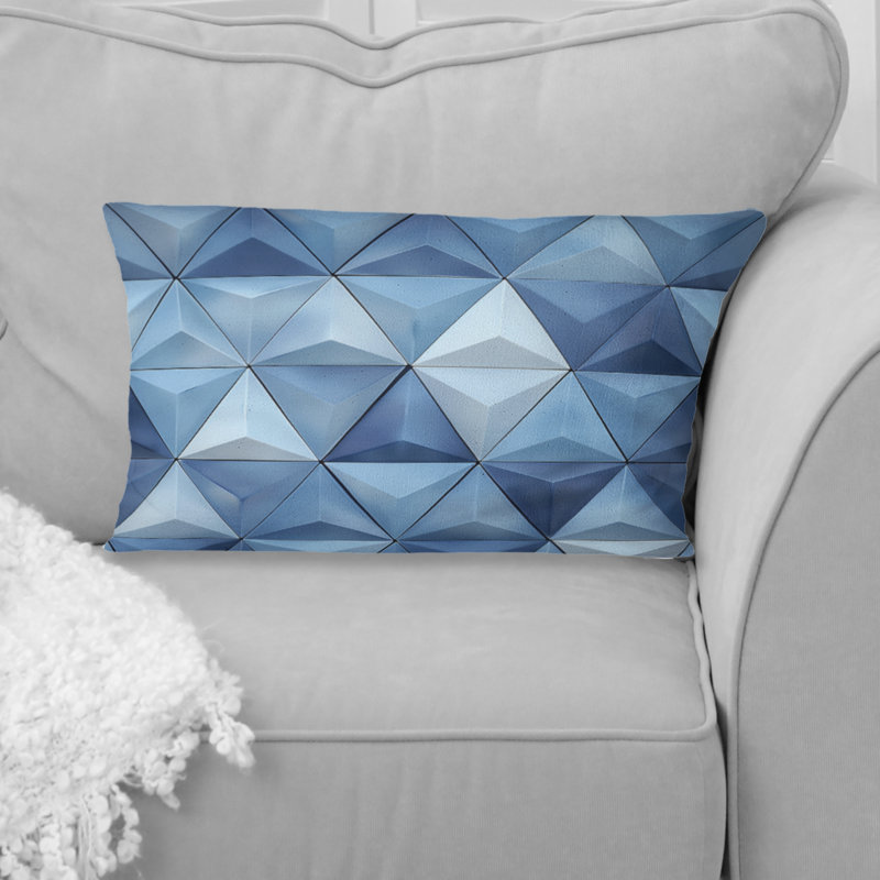 Coussin lombaire bleu et blanc Triangles II