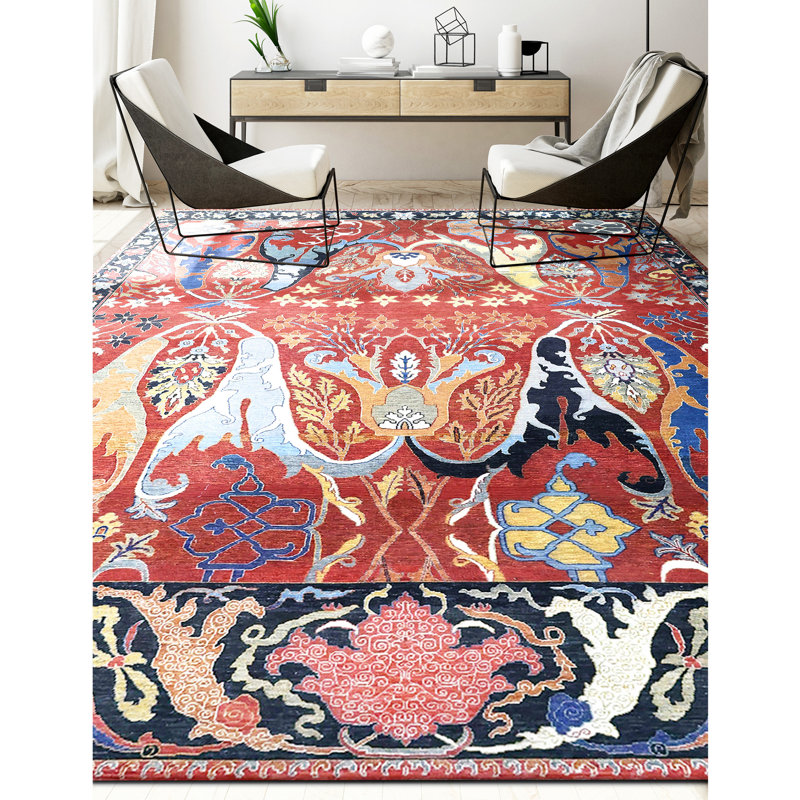 Hand Knotted Wool Indoor Rug, Rectangle 5' x 8'