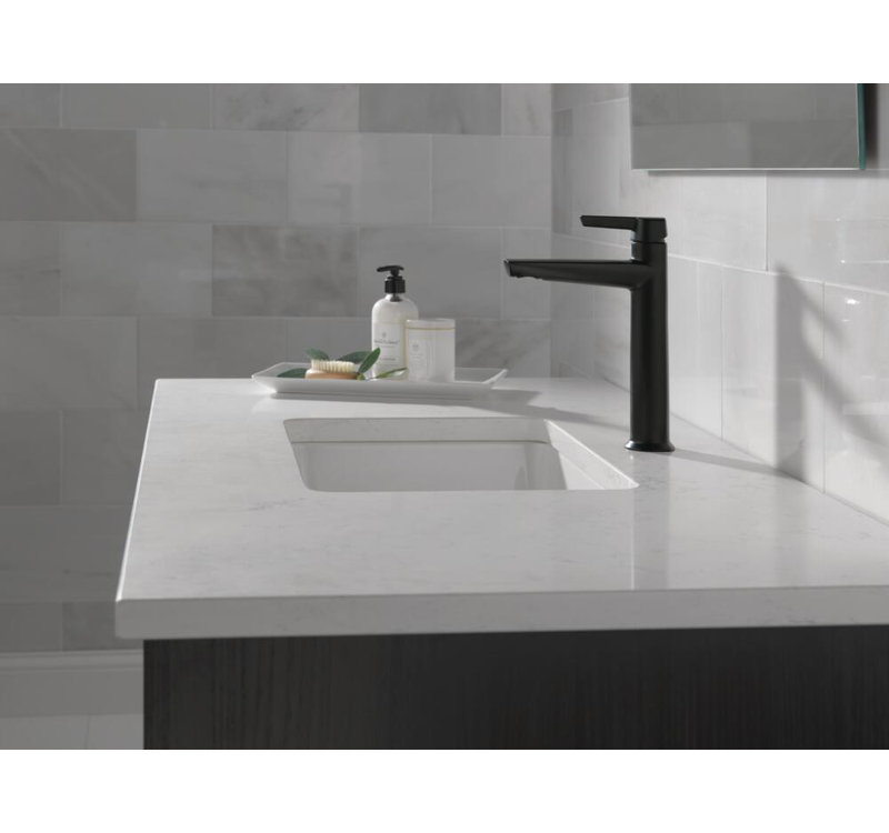 Robinet de salle de bain monotrou avec ensemble de drain Galeon, Noir mat
