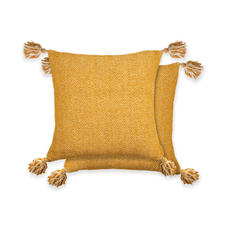 Meurer Geometric Square Scatter Cushion, Ochre