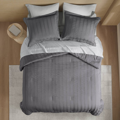 Ensembles de literie grand lit moderne, ensemble d'édredon en polyester doux avec motif rayé pour maisons douillettes