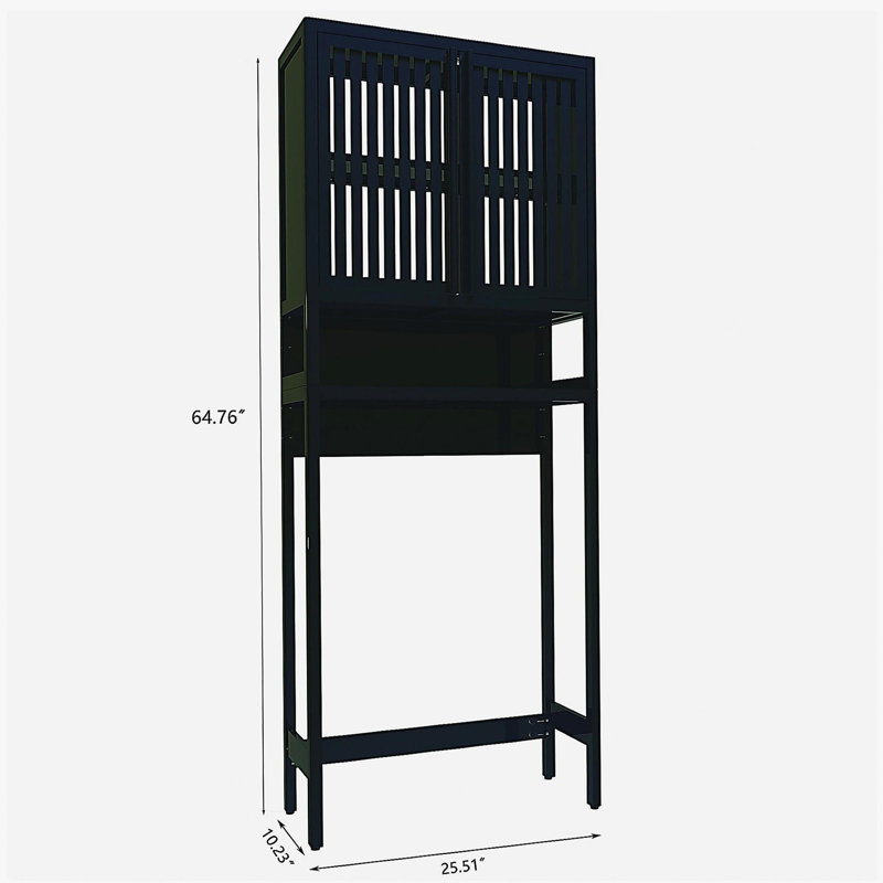 Étagère de rangement de toilette noire peu encombrante, tablette de rangement au-dessus de la toilette pour la salle de bain, armoire de rangement autoportante en métal pour la salle de lavage, étagères de rangement indépendantes pour la salle de bain