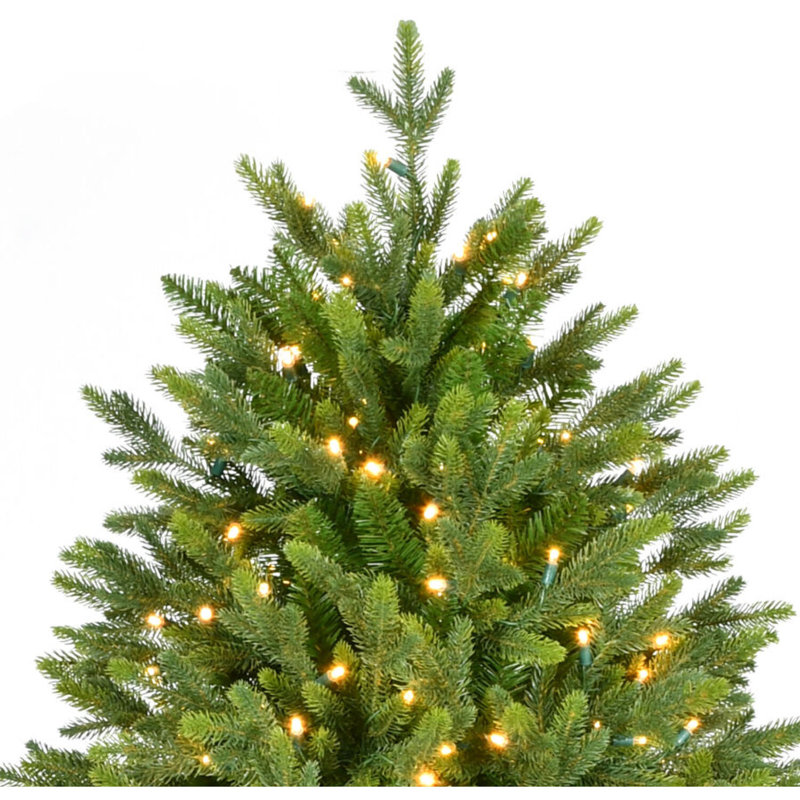 8-Foot Green Fir Artificial Christmas Tree with Warm White LED Lights