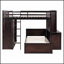 Lit mezzanine Kaylianne avec lit simple, tablettes, bureau et garde-robe pour optimiser l'espace