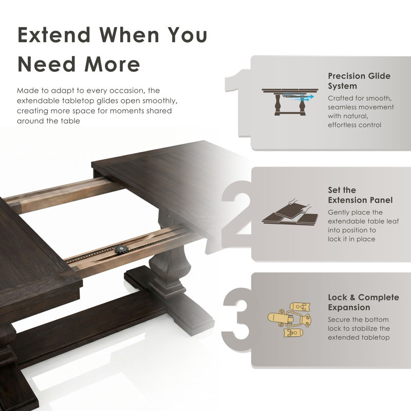 Thorin Double Pedestal Extendable Dining Table with Removable Leaf