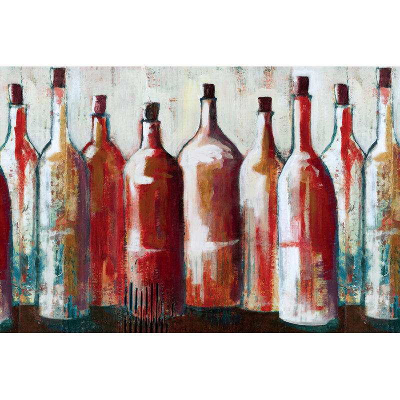 Wine In A Line - Wrapped Canvas Painting, 51cm H x 76cm W x 3.8cm D