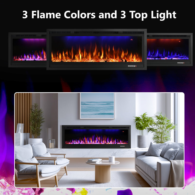 Electric Fireplace Inserts Smart , 17.72" H x 44.02" W x 6.3" D