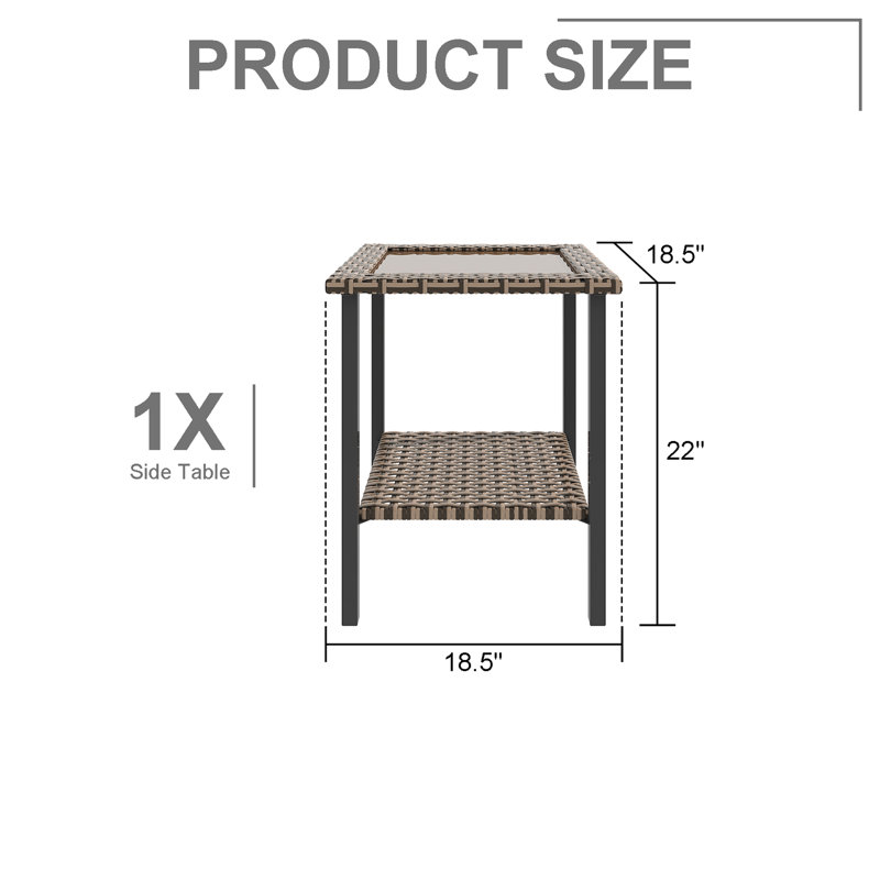 Outdoor Wicker Table with Glass Top