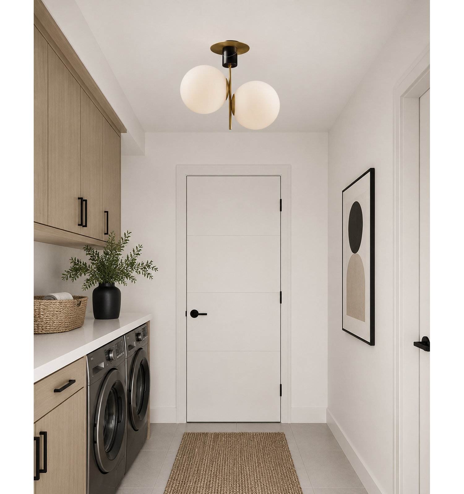 Drake 2 Light Glass Semi Flush Mount