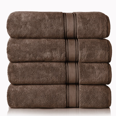 Ensemble de 4 serviettes de bain 100 % coton Brecken