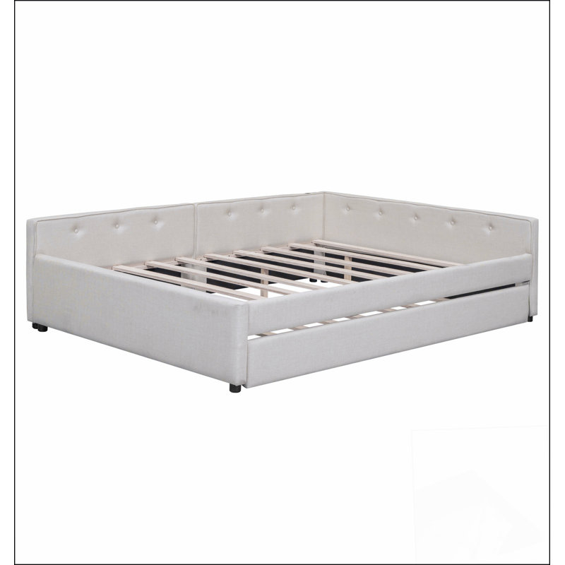 Lit plateforme tapissier avec port USB et lit gigogne simple
