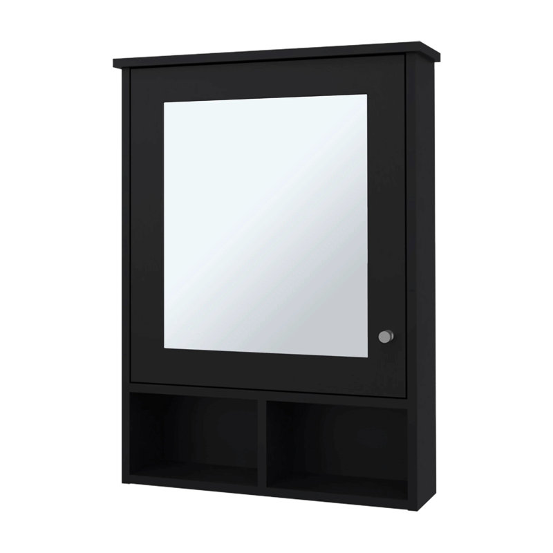 Pharmacie avec porte et miroir inclus, Noir