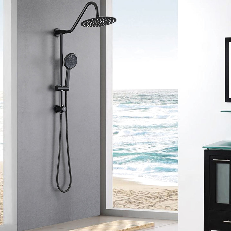 Wall Mounted 10" Rain And Handheld Shower - Matte Black Metal Scratch Finish System With Relaxing Bath Experience