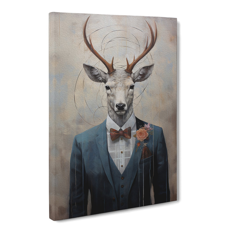 Stag Modern Art - Wrapped Canvas, 60cm H x 40cm W x 3cm D