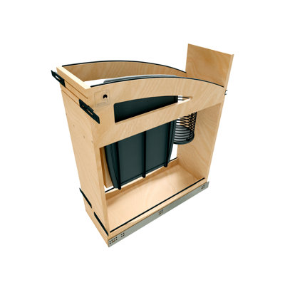 Rangement coulissant pour bloc de couteaux en érable massif avec accents noirs et glissières à fermeture en douceur BLUM pour armoires de 12 po Craftsman Collection