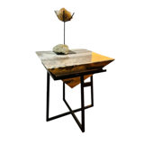 Gorgeous Raw Onyx Stone and Wrought Iron Foyer Table