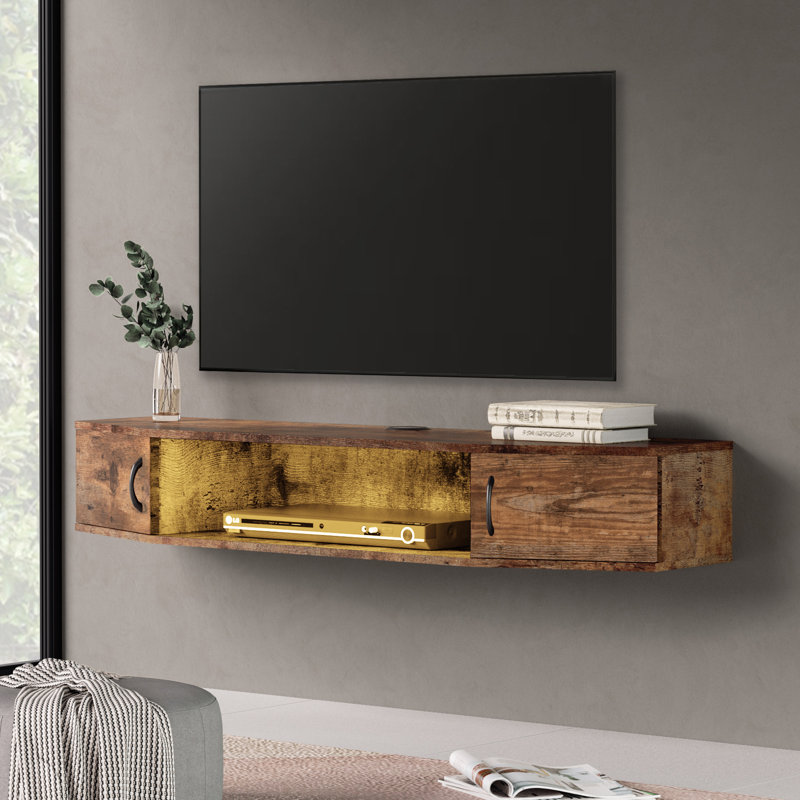 Meuble télé pour téléviseur de 60 po ou moins Arbra, Brun rustique / jaune