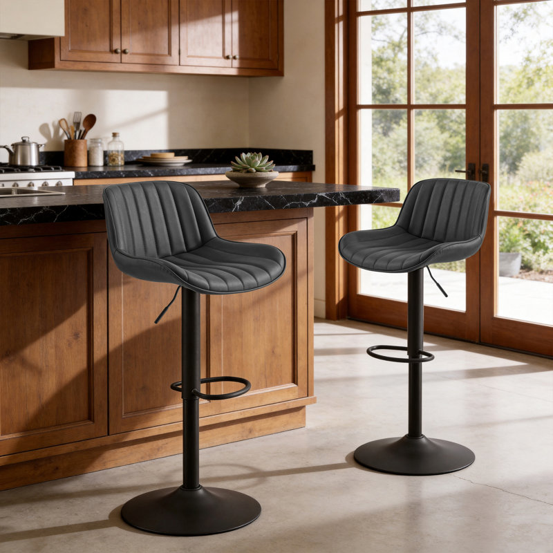 Tabouret de bar et de comptoir Almeida, Noir brun