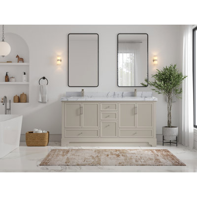 Aulbree 72"" Double Bathroom Vanity Set  (Knobs Option) -  Wildon HomeÂ®, 96007736BF3B486B87E1E600A10982C1