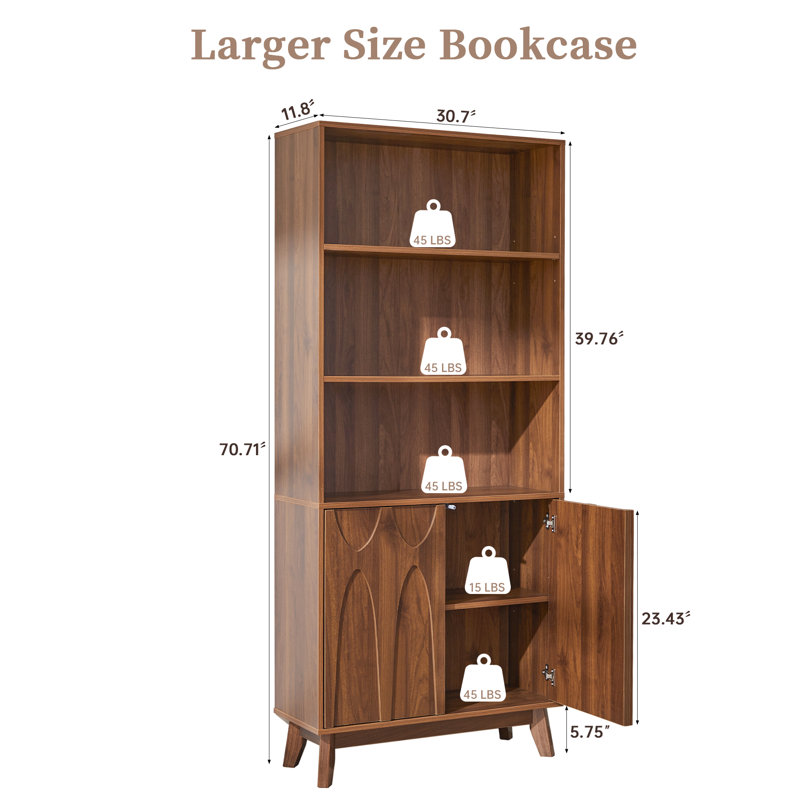 70.7" Storage Bookcase, Brown