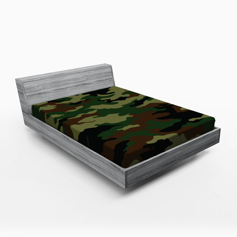 Camo Camouflage Microfibre Jersey Knit Fitted Sheet, European Kingsize (160 x 200cm)