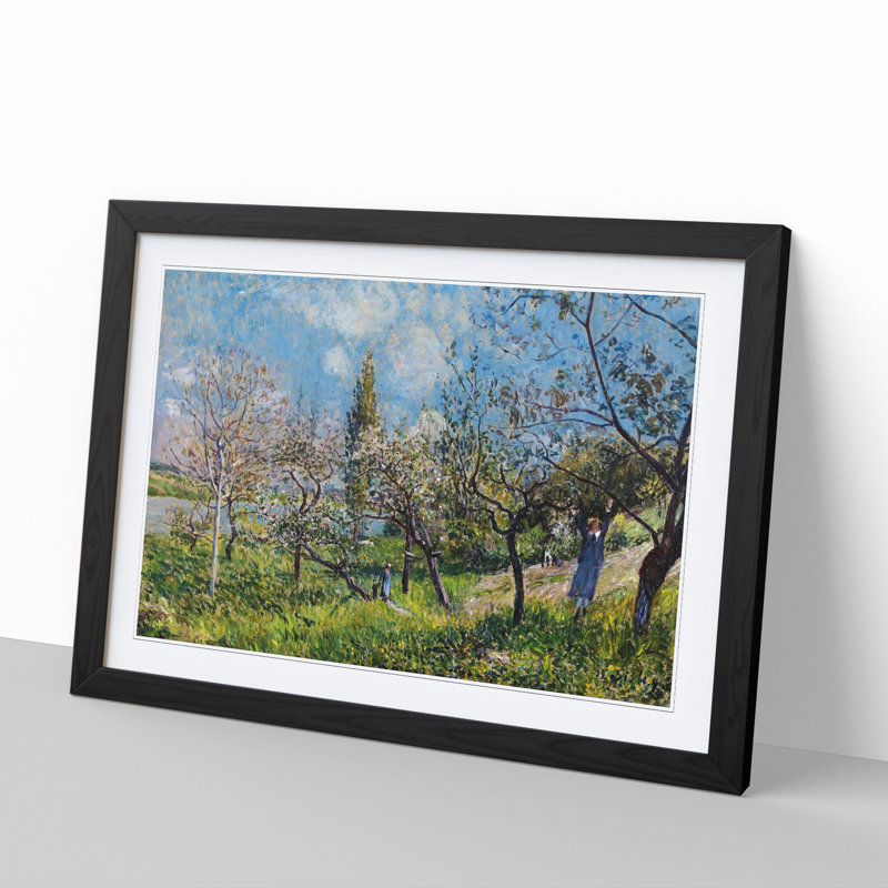 Orchard in Spring by Alfred Sisley - Picture Frame Painting, Black Framed, 48cm H x 65cm W x 2cm D