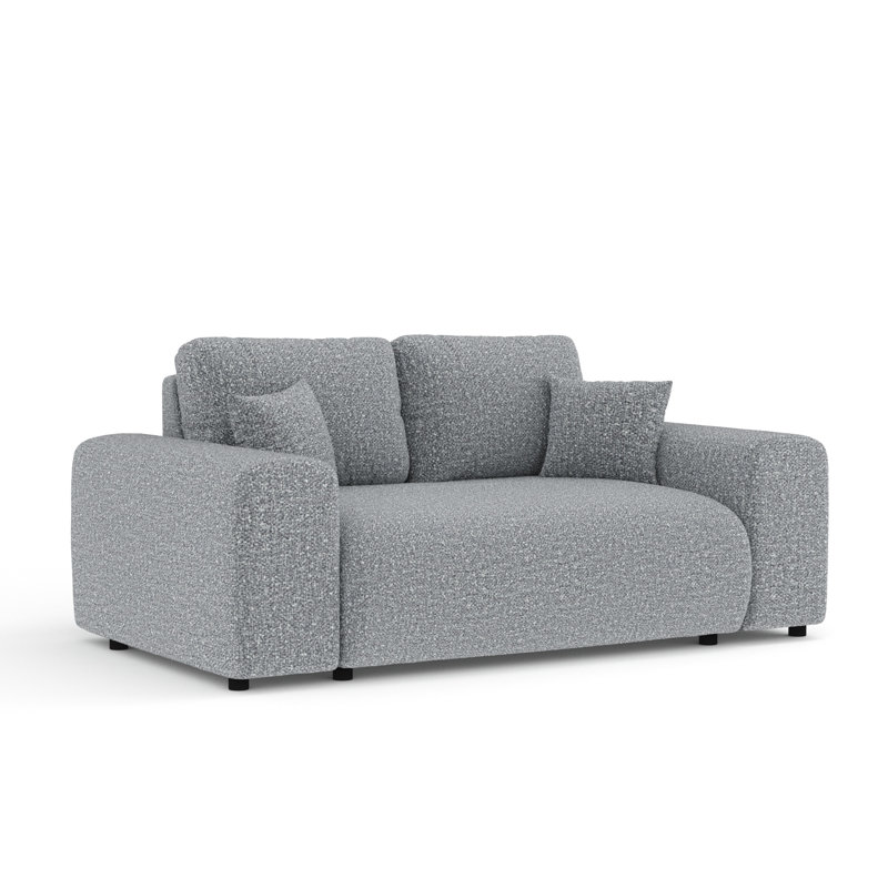Two-seater square arms loveseat sofa, Grey
