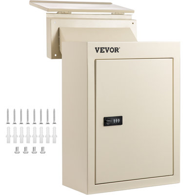 VEVOR Through The Wall Drop Box, 12.5''''X6.3''''X16.9'''' Mail Drop Box W/Adjustable Chute, Deposit Drop Box W/Code Lock, For Letters, Rents, Checks & Keys